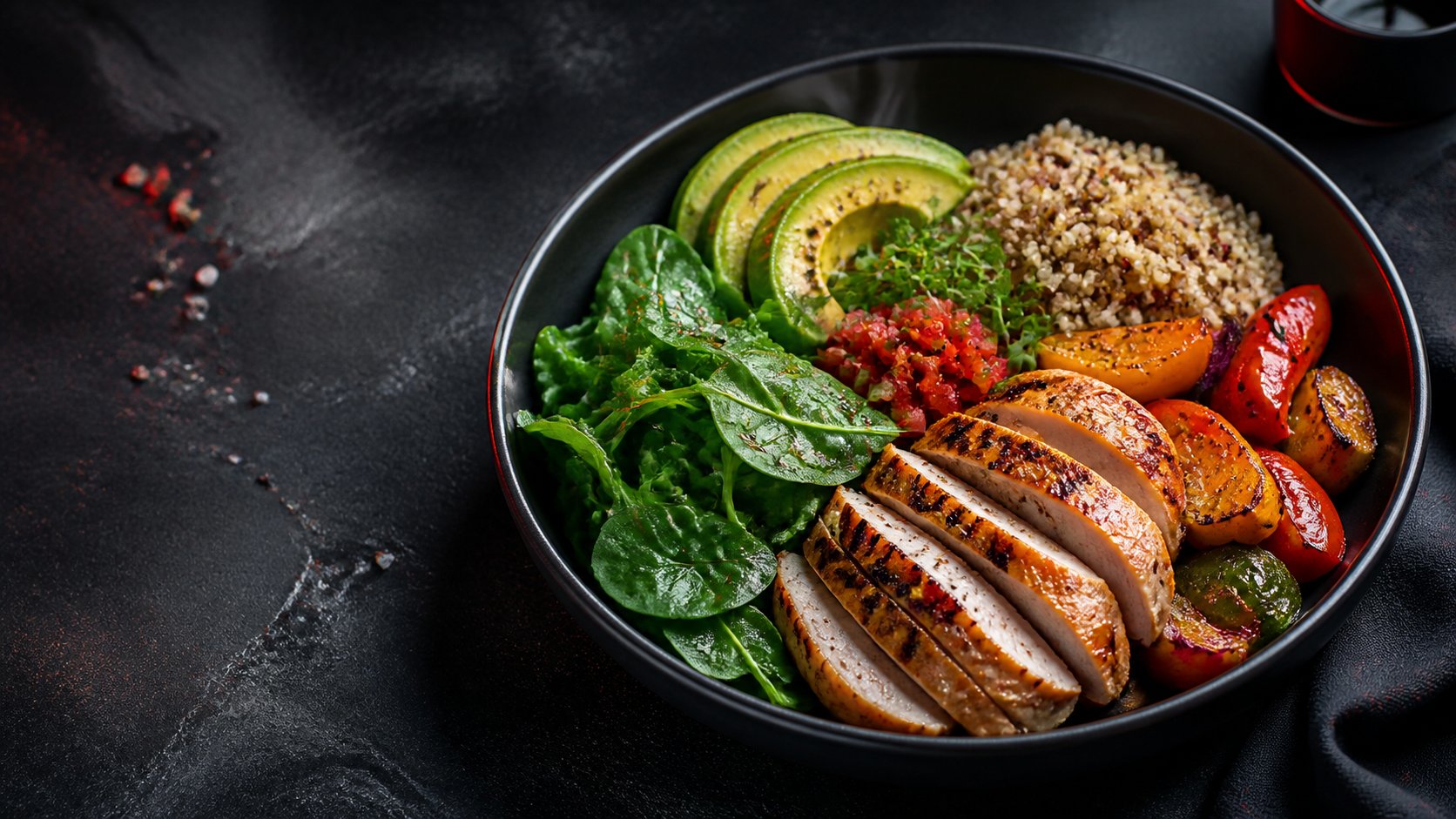 Balanced performance meal with protein, grains, and vegetables