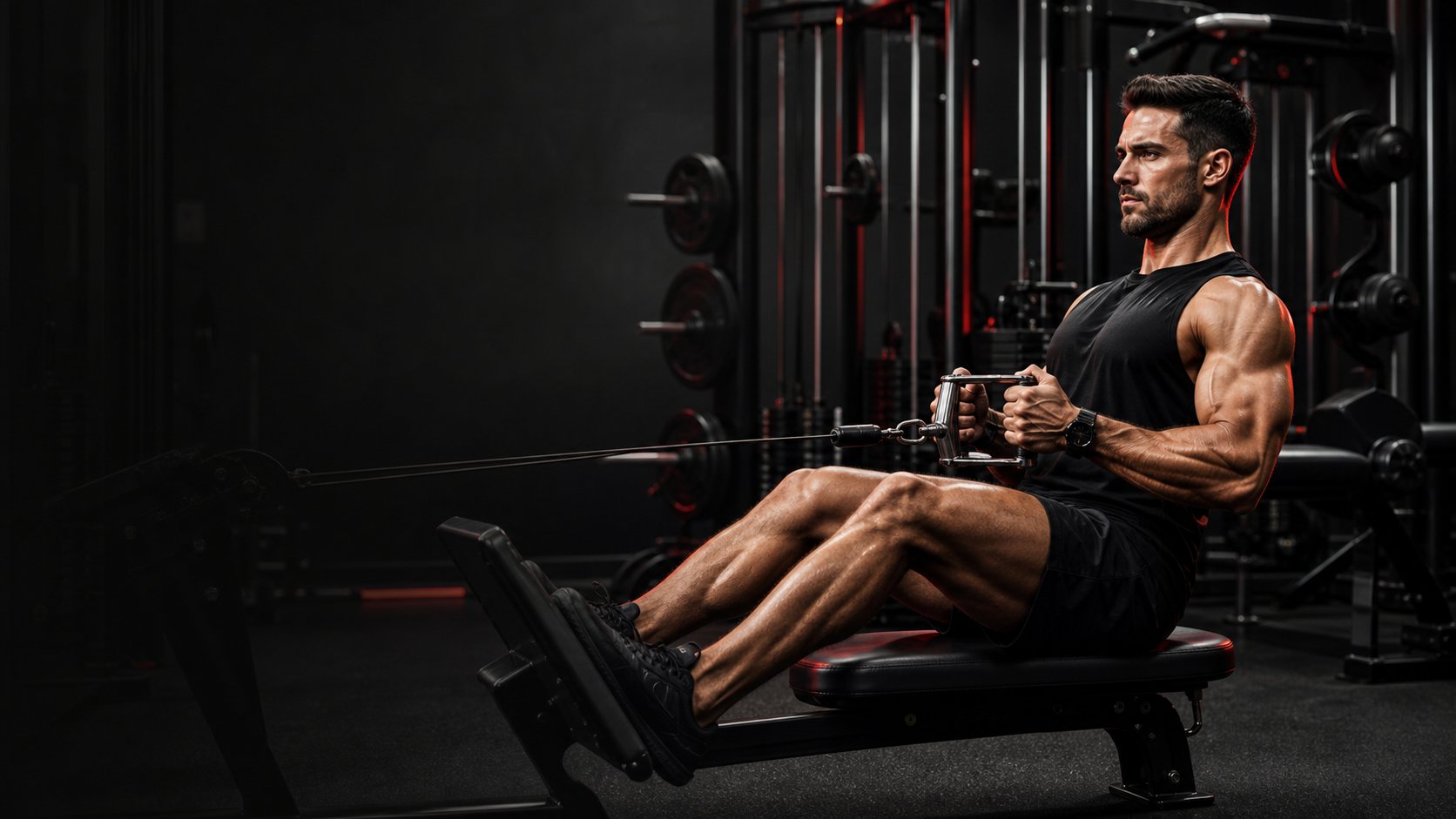 Athlete training with weights in a modern gym